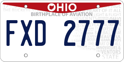 OH license plate FXD2777