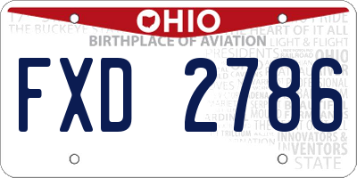 OH license plate FXD2786