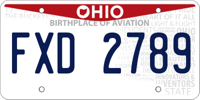 OH license plate FXD2789
