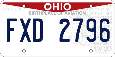OH license plate FXD2796
