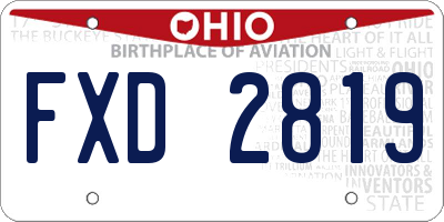 OH license plate FXD2819