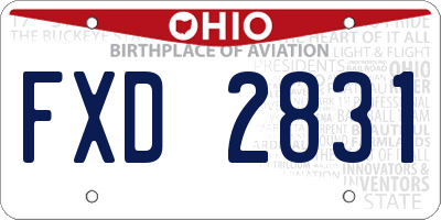 OH license plate FXD2831