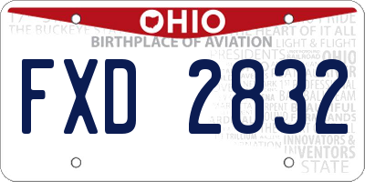 OH license plate FXD2832