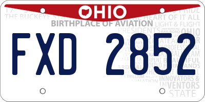 OH license plate FXD2852
