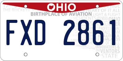 OH license plate FXD2861