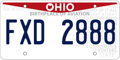 OH license plate FXD2888