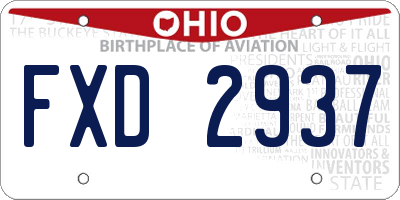 OH license plate FXD2937