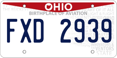 OH license plate FXD2939
