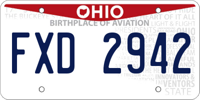 OH license plate FXD2942