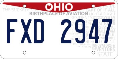 OH license plate FXD2947