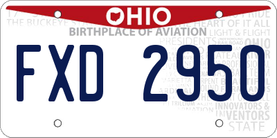 OH license plate FXD2950