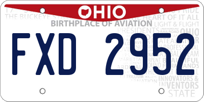 OH license plate FXD2952