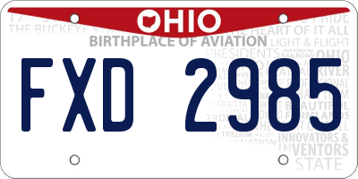 OH license plate FXD2985