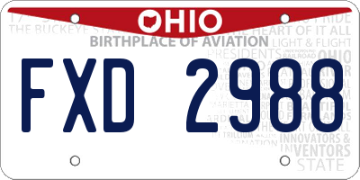 OH license plate FXD2988
