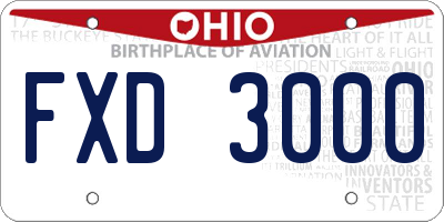 OH license plate FXD3000