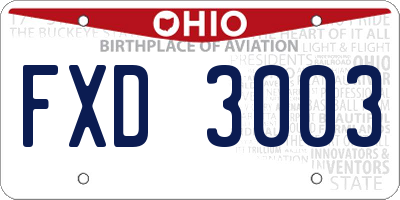 OH license plate FXD3003