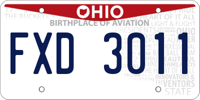 OH license plate FXD3011