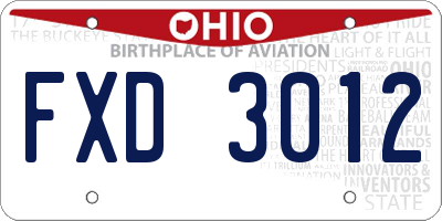 OH license plate FXD3012