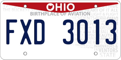 OH license plate FXD3013