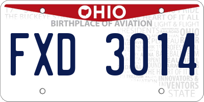 OH license plate FXD3014