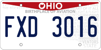 OH license plate FXD3016