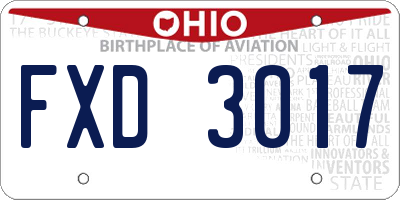 OH license plate FXD3017