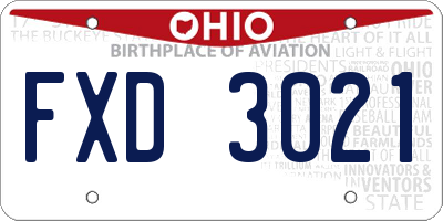 OH license plate FXD3021