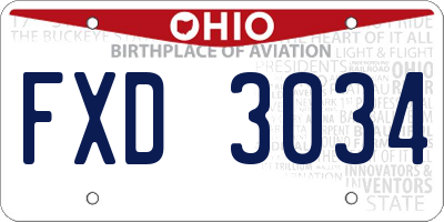 OH license plate FXD3034