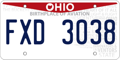 OH license plate FXD3038
