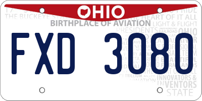OH license plate FXD3080
