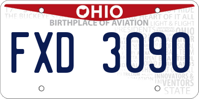 OH license plate FXD3090