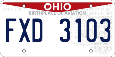 OH license plate FXD3103