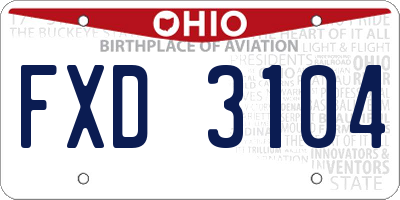 OH license plate FXD3104