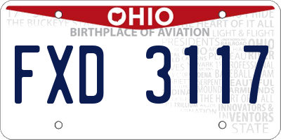 OH license plate FXD3117