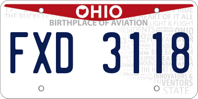OH license plate FXD3118