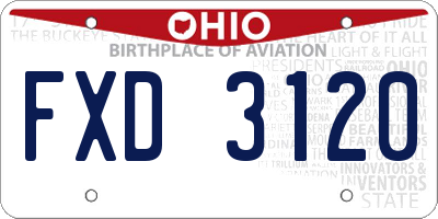 OH license plate FXD3120