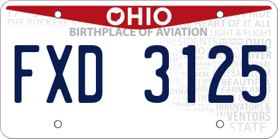 OH license plate FXD3125
