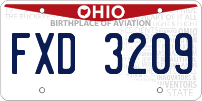 OH license plate FXD3209