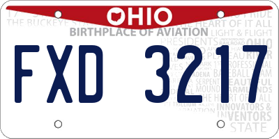 OH license plate FXD3217