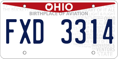 OH license plate FXD3314
