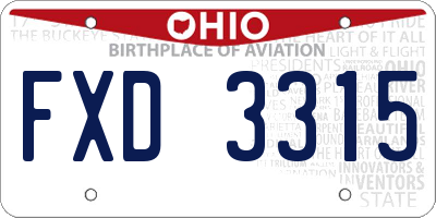 OH license plate FXD3315
