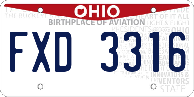 OH license plate FXD3316