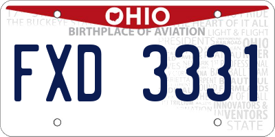 OH license plate FXD3331