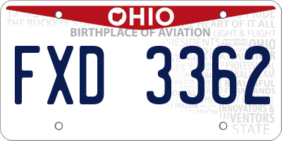 OH license plate FXD3362