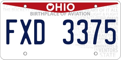 OH license plate FXD3375
