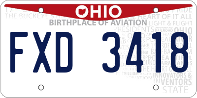 OH license plate FXD3418