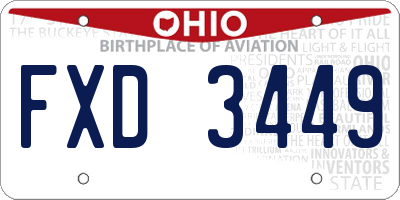 OH license plate FXD3449