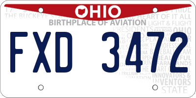 OH license plate FXD3472