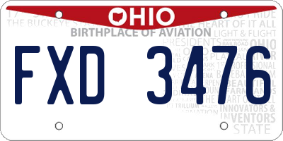 OH license plate FXD3476