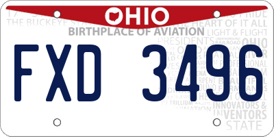 OH license plate FXD3496